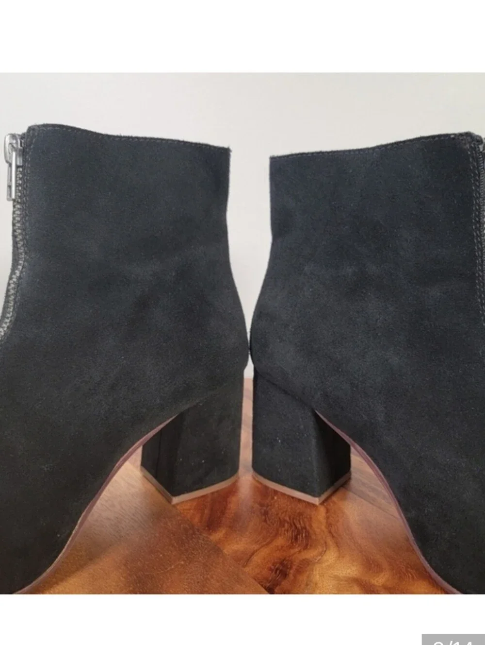 Madewell The Amalia Suede Front Zip Ankle Boots Black Size 6 Block Heel Retro